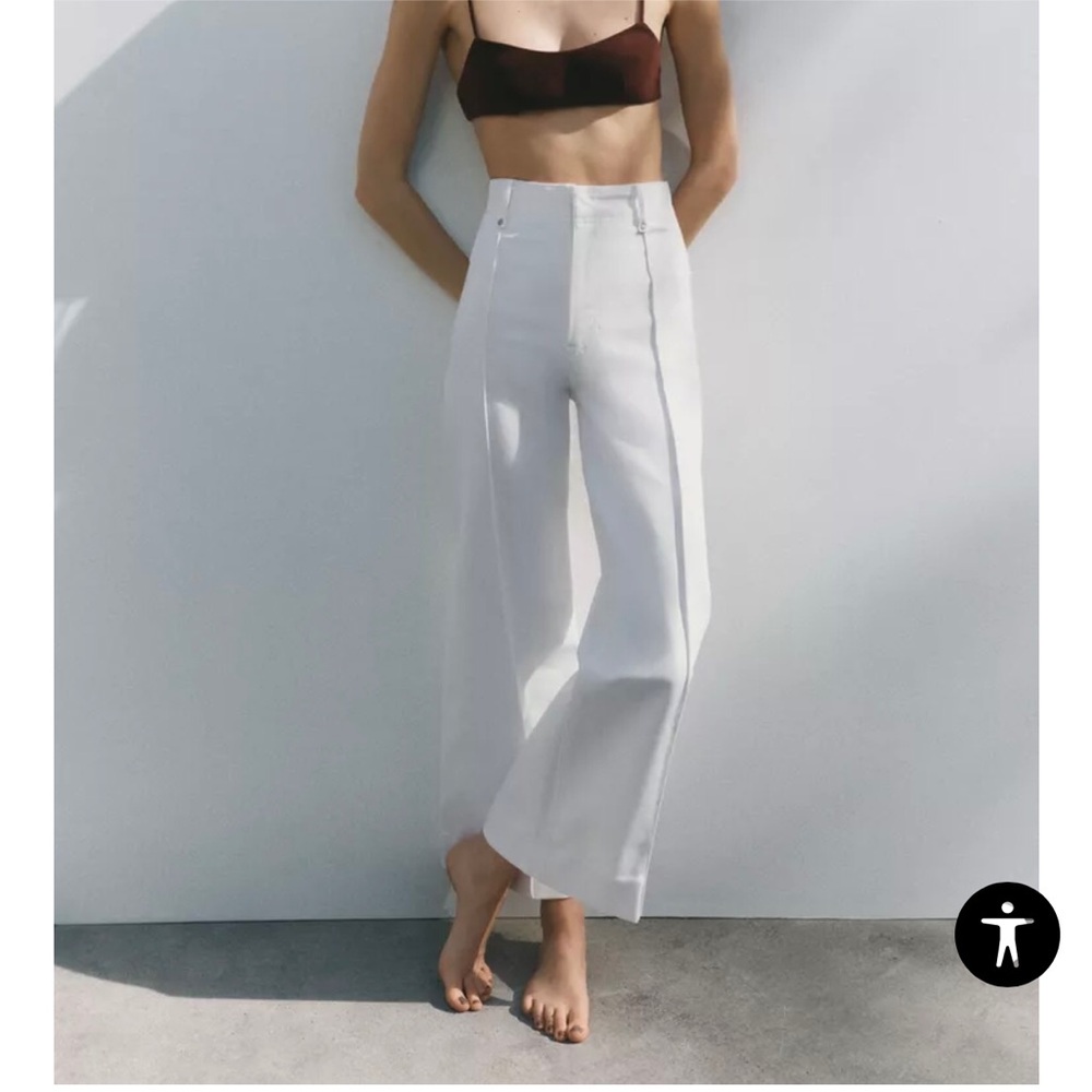Zara White Cropped Women's Pants